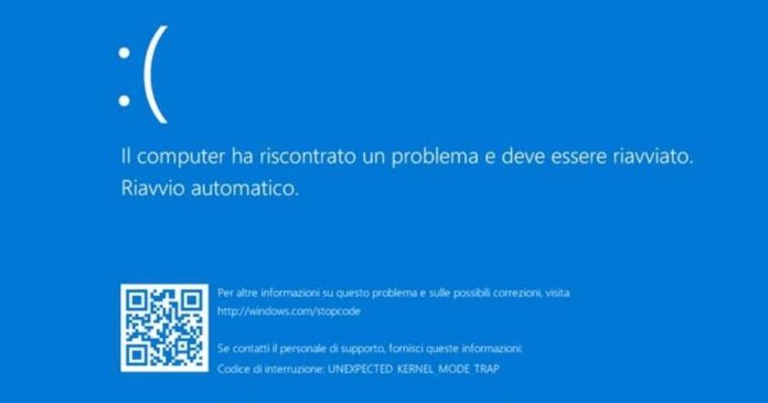 schermata blu windows 10